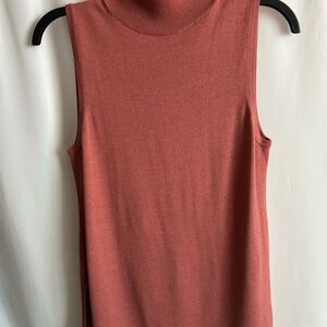 Elegant Sleeveless Terracotta Lapointe sleeveless turtleneck Top